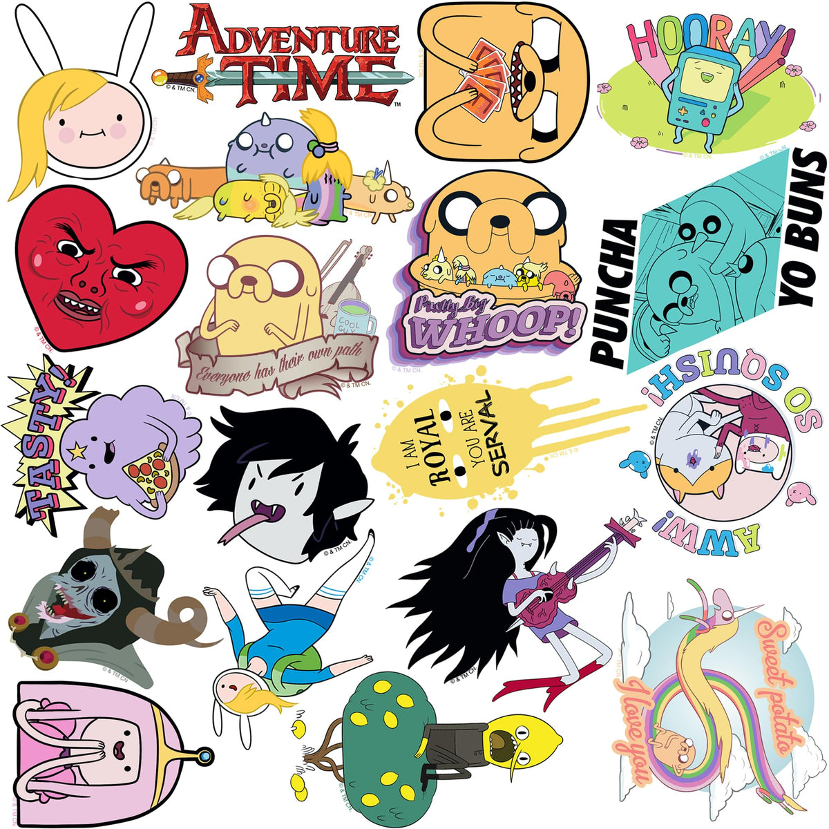 GRAPHICS AND MORE Adventure Time stickers on notebooks boost personalization and quick surface recognition.