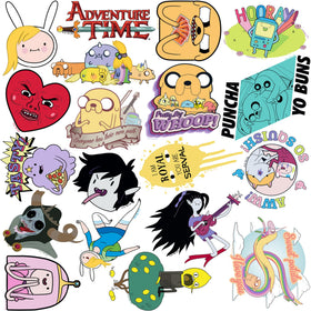 GRAPHICS AND MORE Adventure Time stickers on notebooks boost personalization and quick surface recognition.