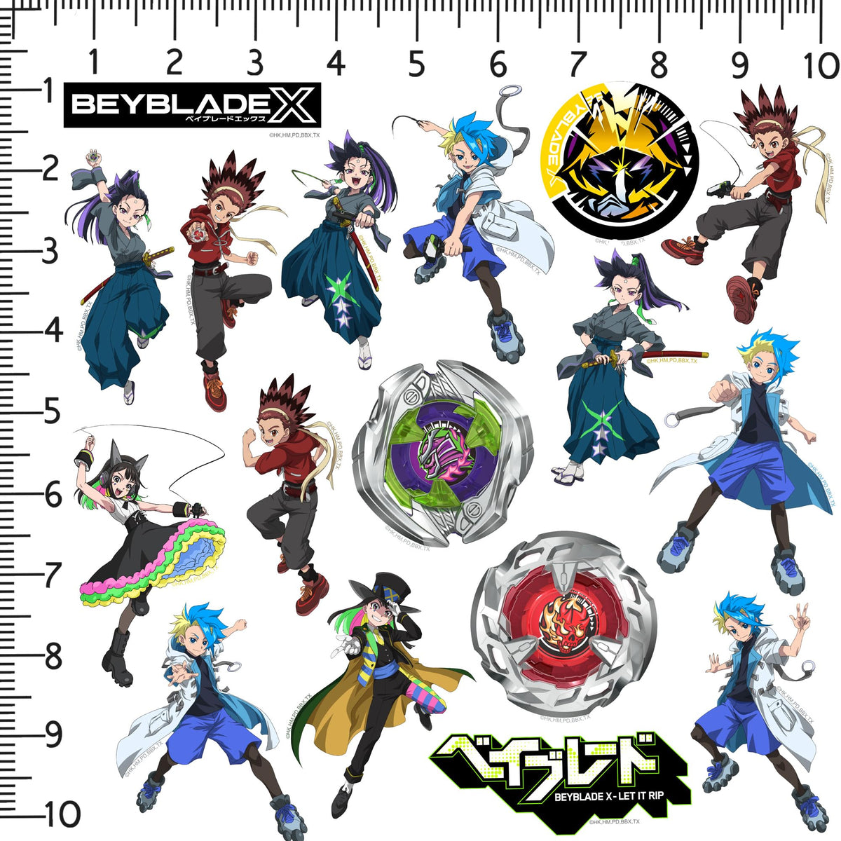 Beyblade X spinning top emblems and logos on a water bottle for durable style