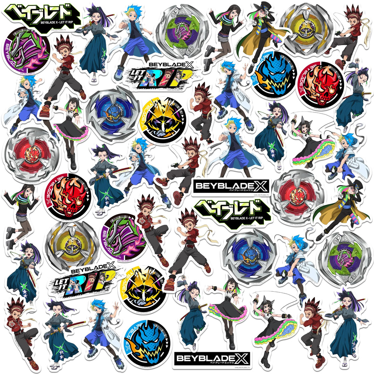 GRAPHICS & MORE Beyblade X logos and characters on a laptop for bold personalization