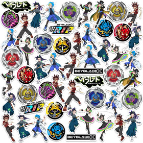 GRAPHICS & MORE Beyblade X logos and characters on a laptop for bold personalization