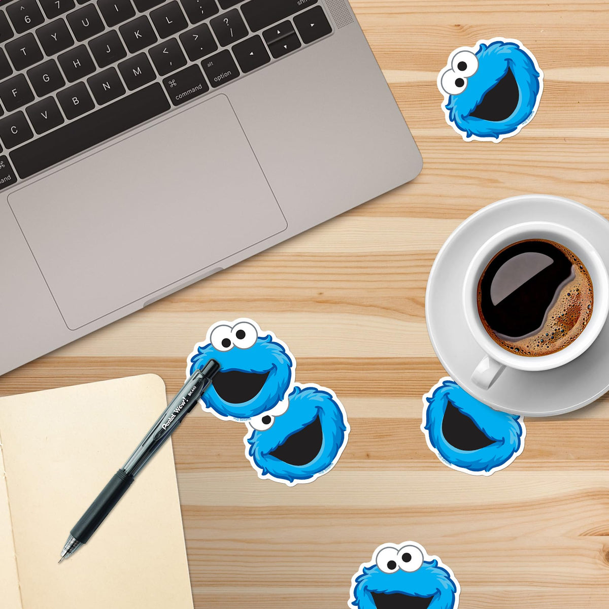 Graphics & More Cookie Monster face sticker on travel gear for durable, fade-resistant charm.