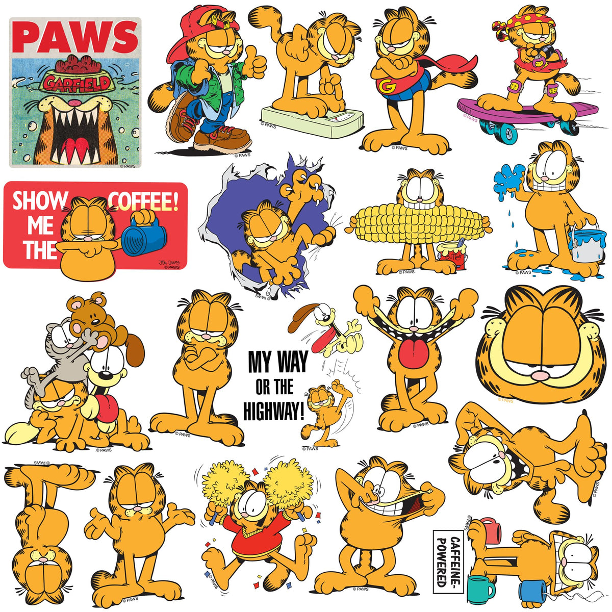 GRAPHICS AND MORE Garfield water bottle decals with long-lasting color.