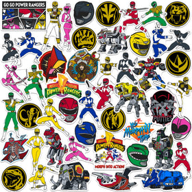GRAPHICS AND MORE Mighty Morphin Power Rangers stickers on a laptop for bold personalization.
