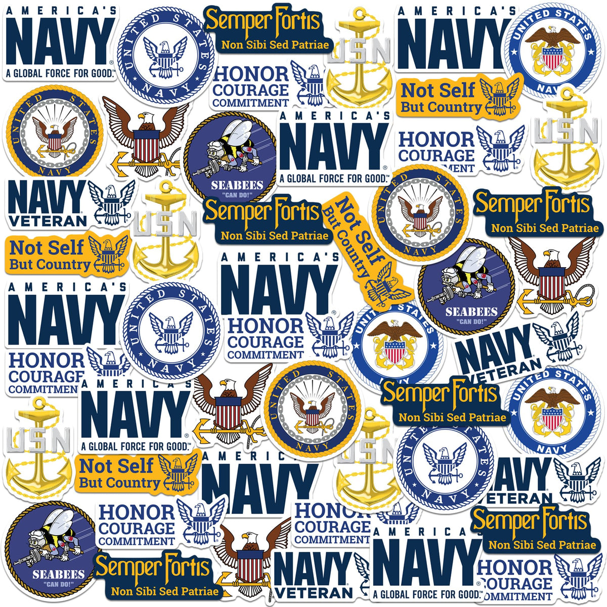 GRAPHICS & MORE navy sticker pack cover with bold maritime designs for laptops and gear.