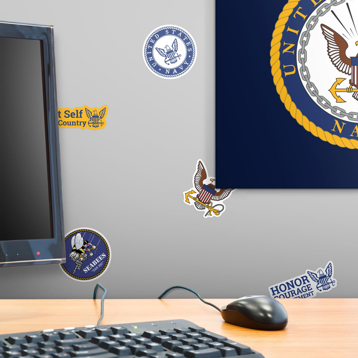 GRAPHICS & MORE navy water bottle stickers for splash-safe, long-lasting decoration.