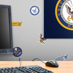 GRAPHICS & MORE navy water bottle stickers for splash-safe, long-lasting decoration.