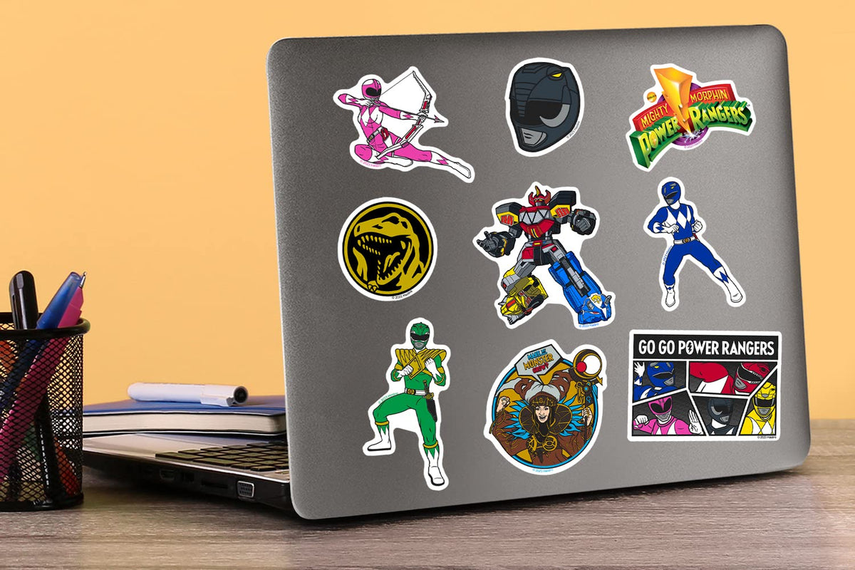 GRAPHICS AND MORE Power Rangers stickers on mirrors or lockers for vibrant display.