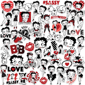 GRAPHICS & MORE Betty Boop stickers on a laptop add retro flair and personality