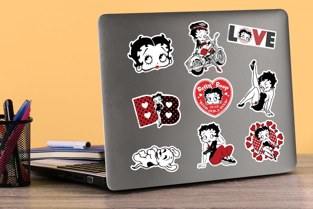 Betty Boop stickers on a mirror create a stylish décor accent