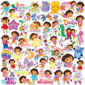 GRAPHICS & MORE Dora the Explorer sticker pack cover with vibrant, fade-resistant artwork.