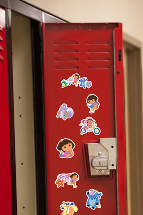 GRAPHICS & MORE Dora stickers on notebooks for colorful organization.