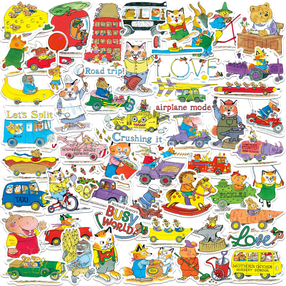 GRAPHICS & MORE Richard Scarry Busy World laptop sticker personalizes devices with whimsy and durability.