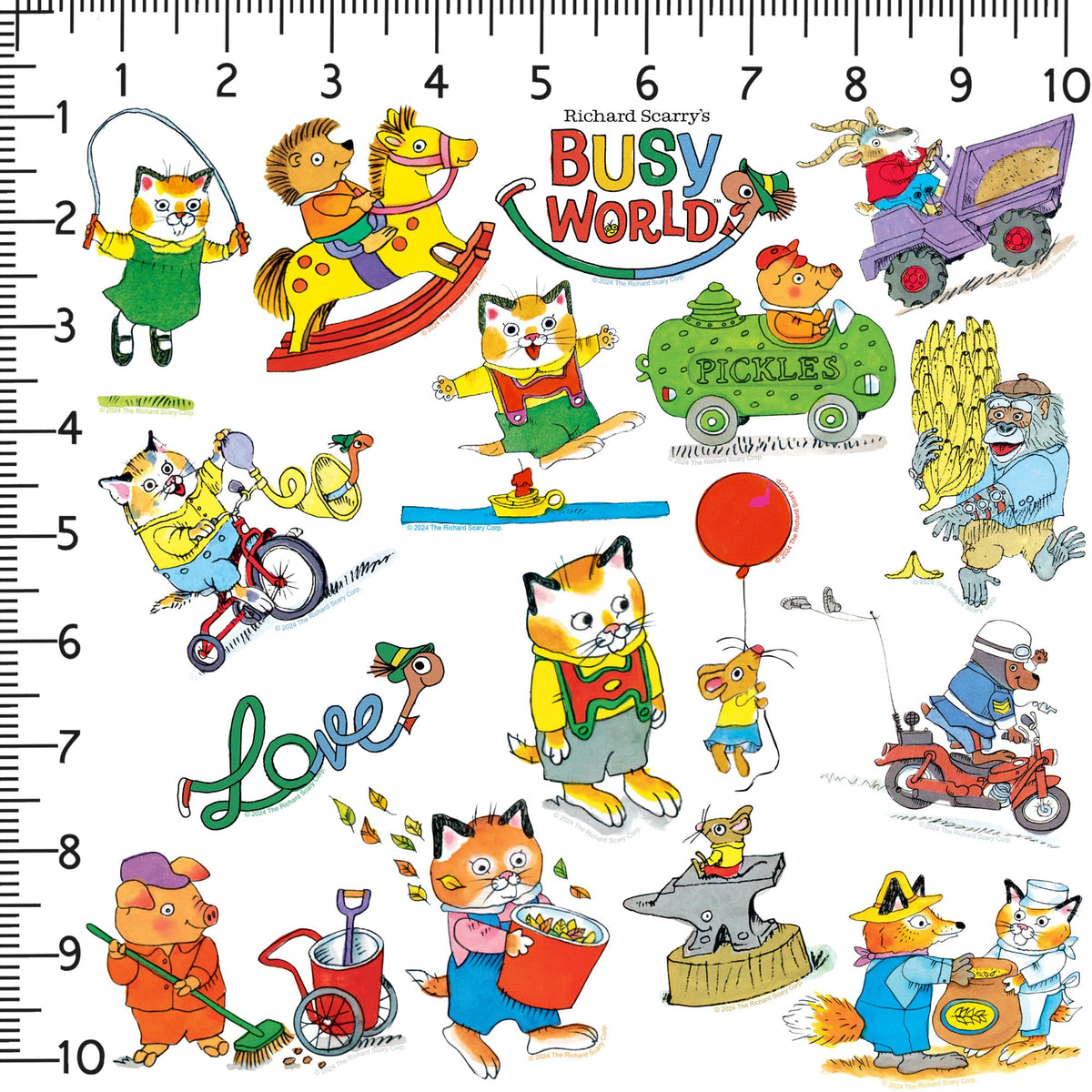 GRAPHICS & MORE Richard Scarry Busy World water bottle sticker personalizes bottles with playful art and a waterproof finish.