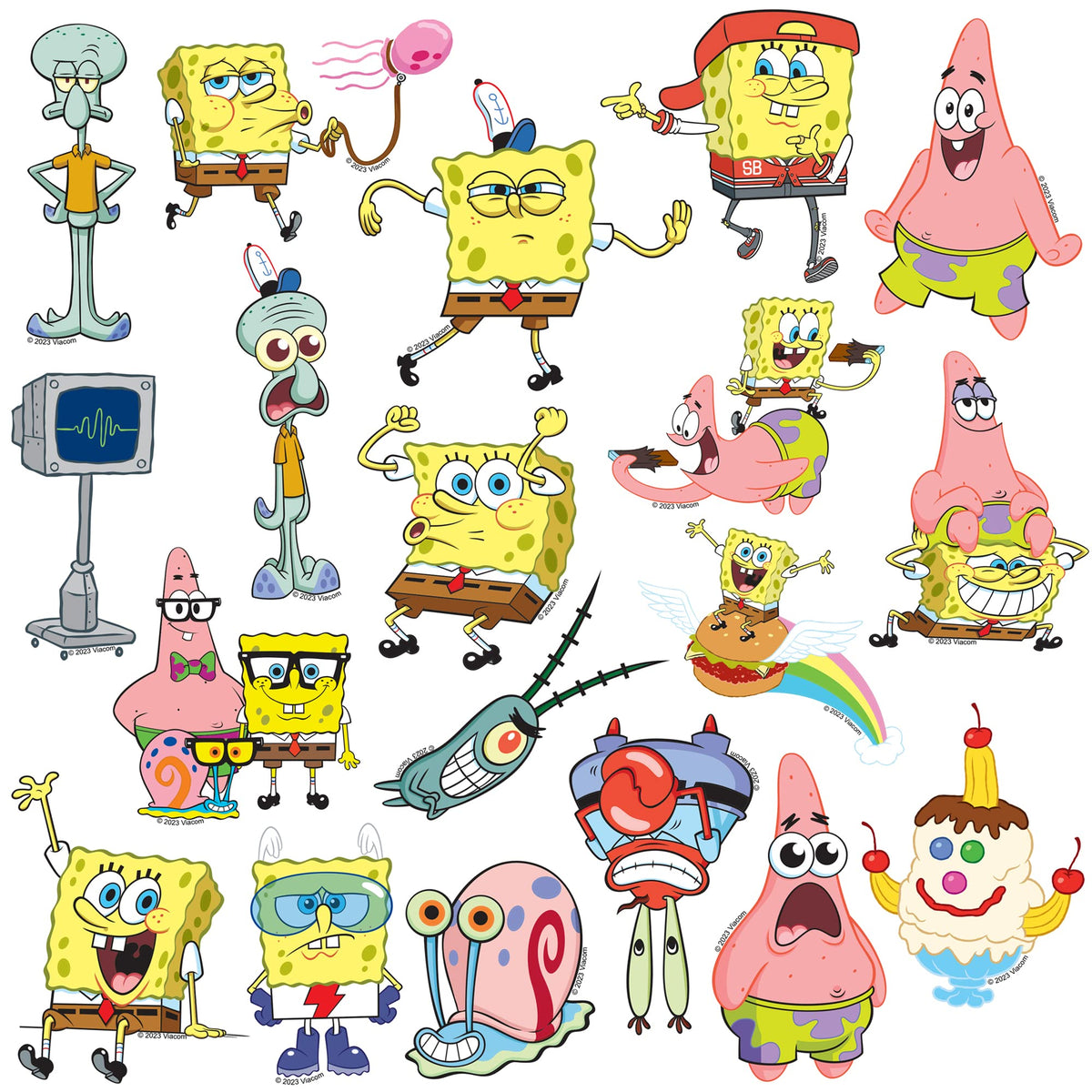 GRAPHICS & MORE SpongeBob stickers on a scrapbook page for creative embellishment.