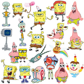 GRAPHICS & MORE SpongeBob stickers on a scrapbook page for creative embellishment.