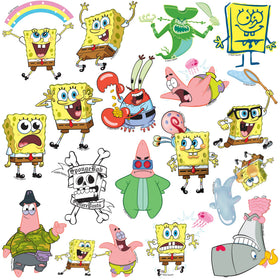 GRAPHICS & MORE SpongeBob stickers on a tablet for personalized tech accessories.