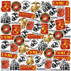 GRAPHICS & MORE US Marine Corps 50-sticker pack on a laptop for bold, durable style.