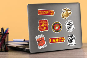 GRAPHICS & MORE Marine Corps stickers on a tablet give quick identification and surface protection.