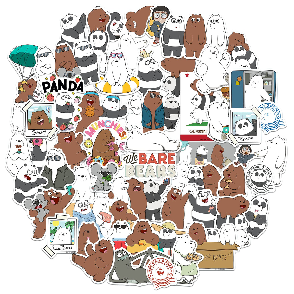 GRAPHICS & MORE front packaging showing 50 We Bare Bears stickers, great for collectors