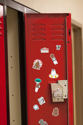 GRAPHICS & MORE desk display with stickers in scrapbooking scene for creative projects