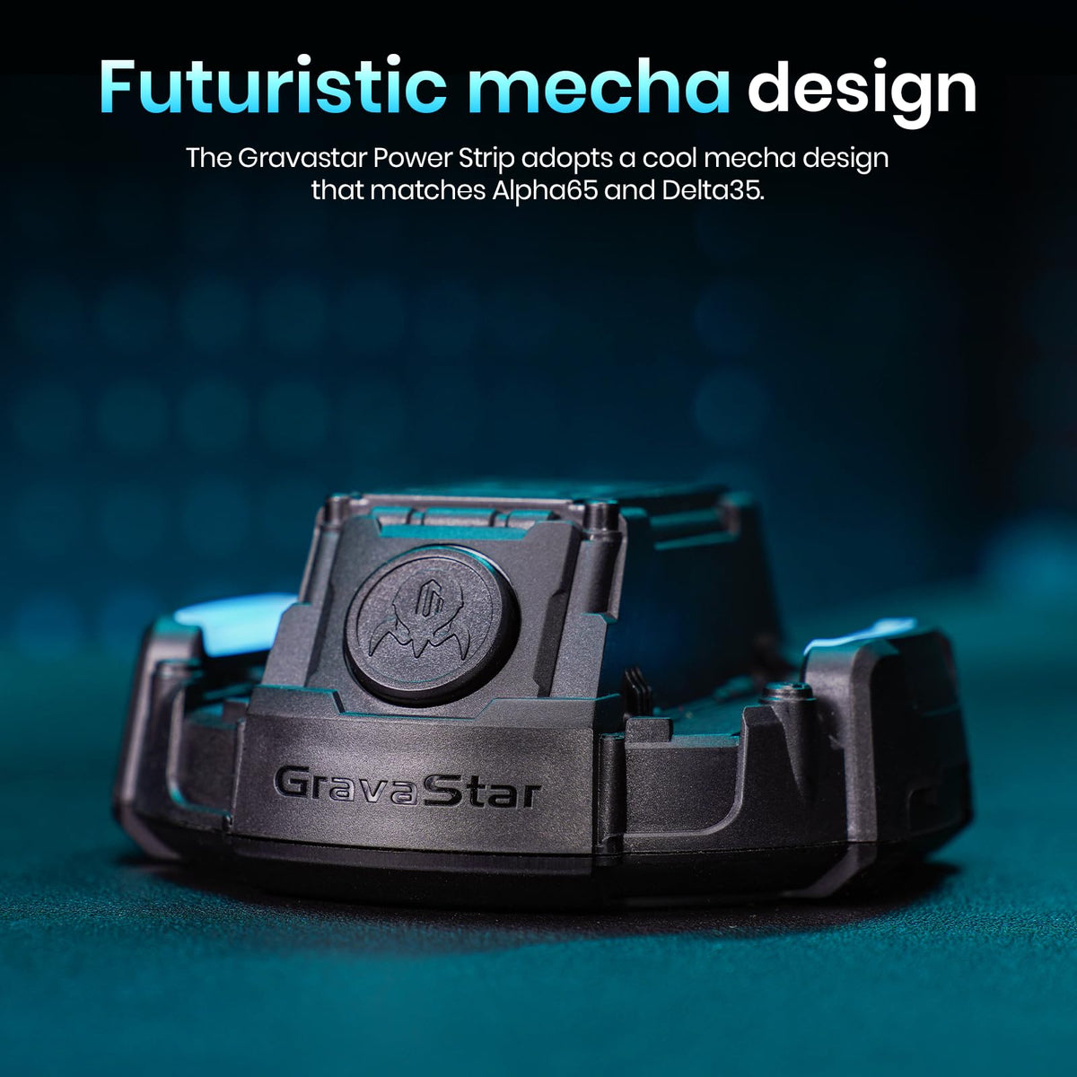 GravaStar power strip desk-charging-station organizes Alpha65 and Delta35.