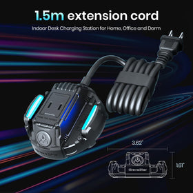 GravaStar power strip flat plug fits tight spaces.