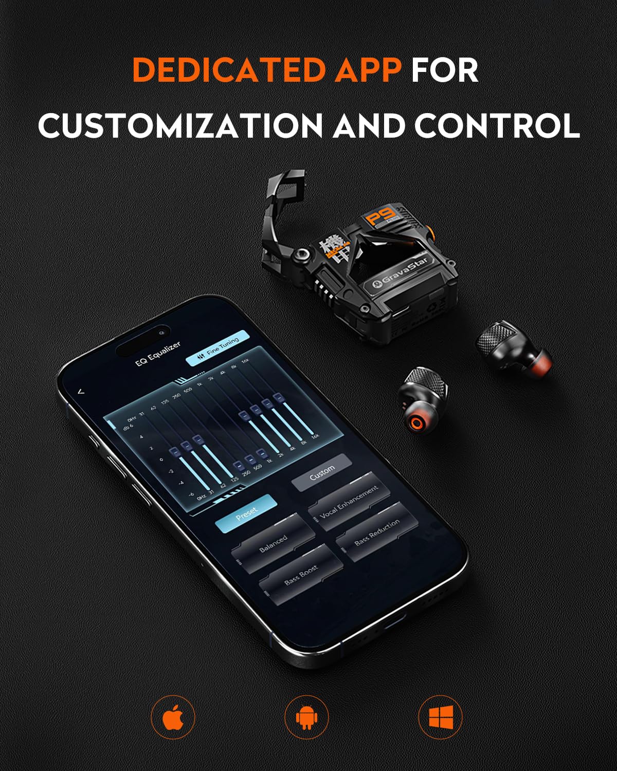 GravaStar Sirius Plus app control for EQ customization