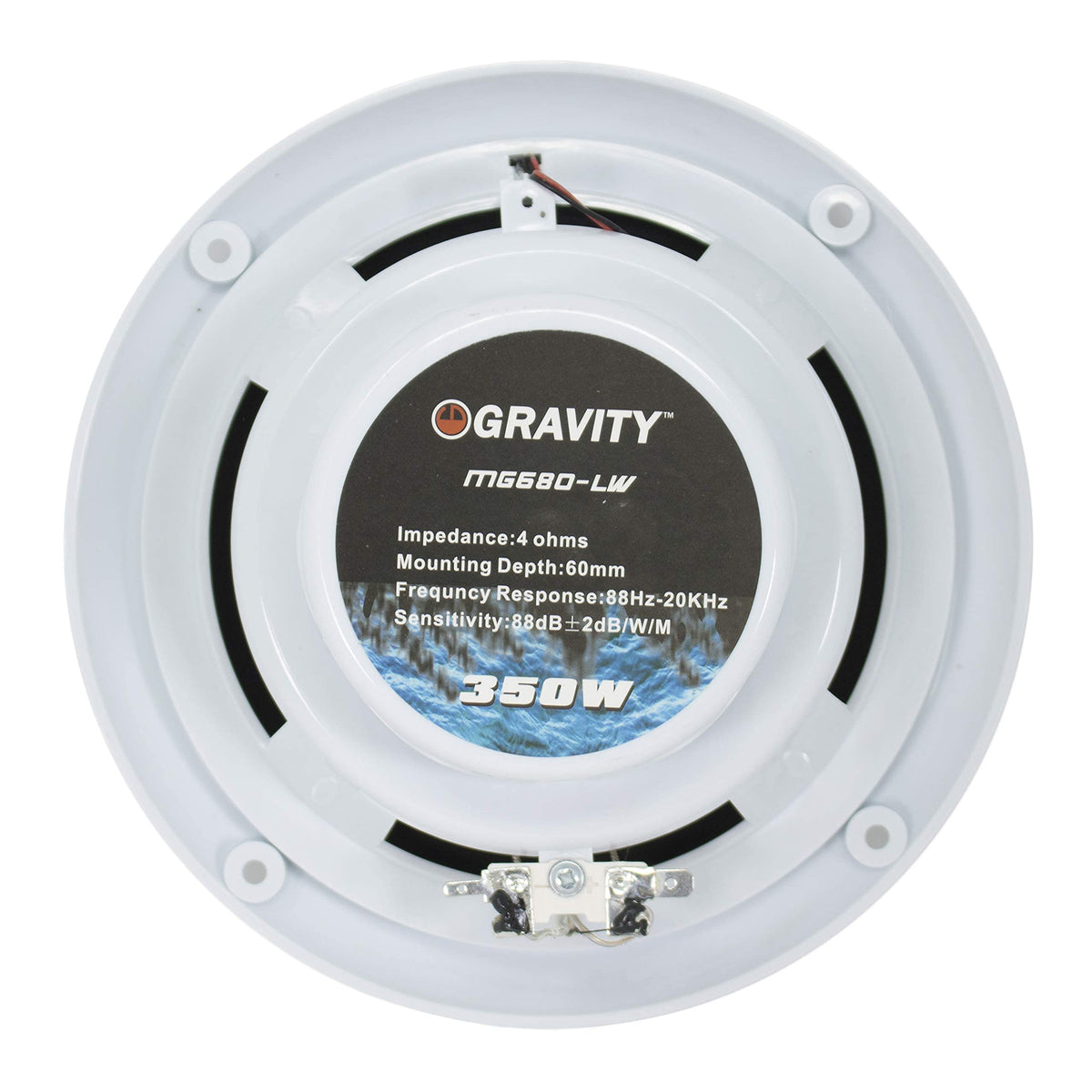 Gravity MG680 installed on boat transom demonstrating weather-resistant audio upgrade for outdoor gatherings