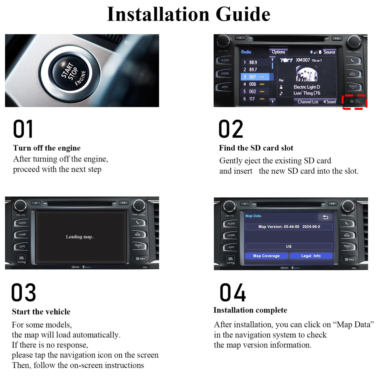 Grayda compatibility chart for various Toyota models and years