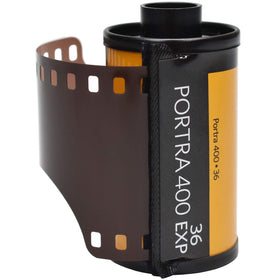 GRDE Kodak Portra 400 film leader close-up showing emulsion texture and fine-grain benefit