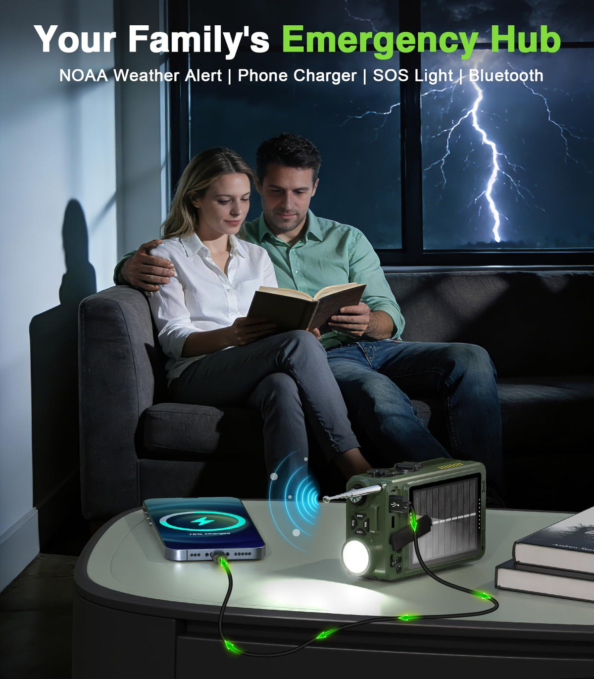 Greadio long antenna and side ports for enhanced reception and versatile connectivity