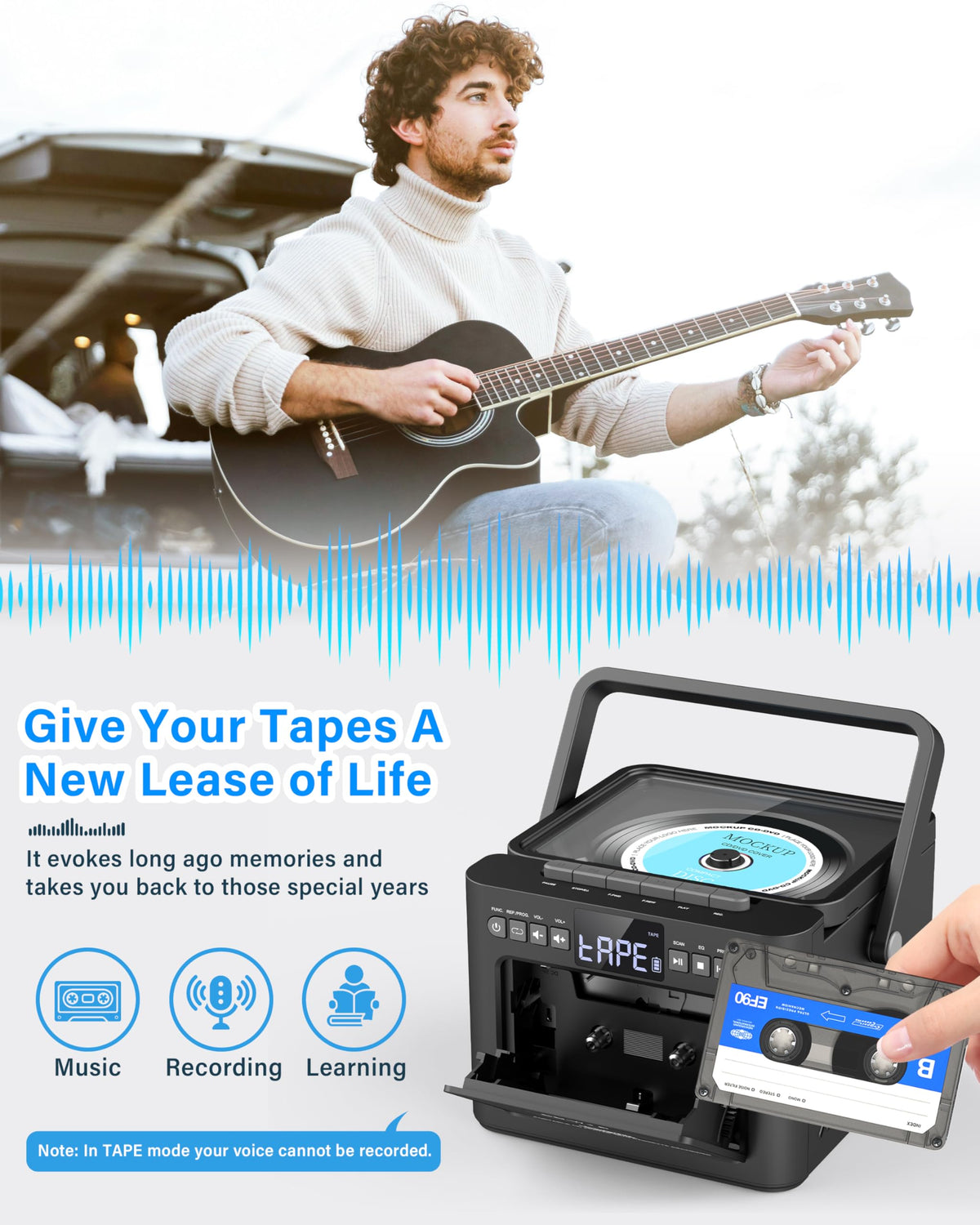 Greadio boombox with 5000mAh battery enables extended use anywhere.