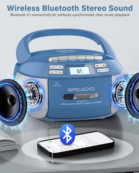 Greadio Boombox AM/FM radio for crystal-clear local station tuning