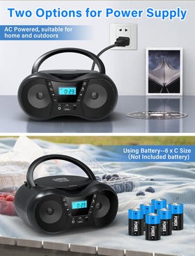 Greadio battery compartment image showing C-battery option for portable use