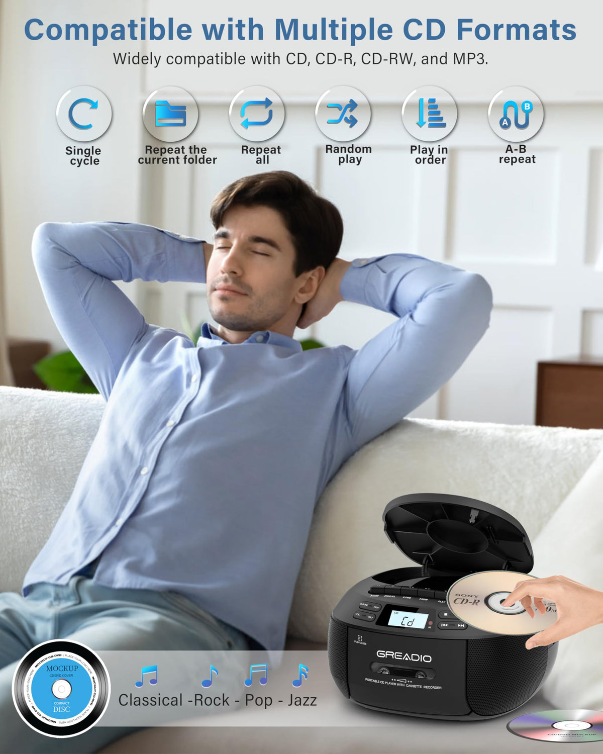 Greadio boombox Bluetooth connectivity enables quick pairing