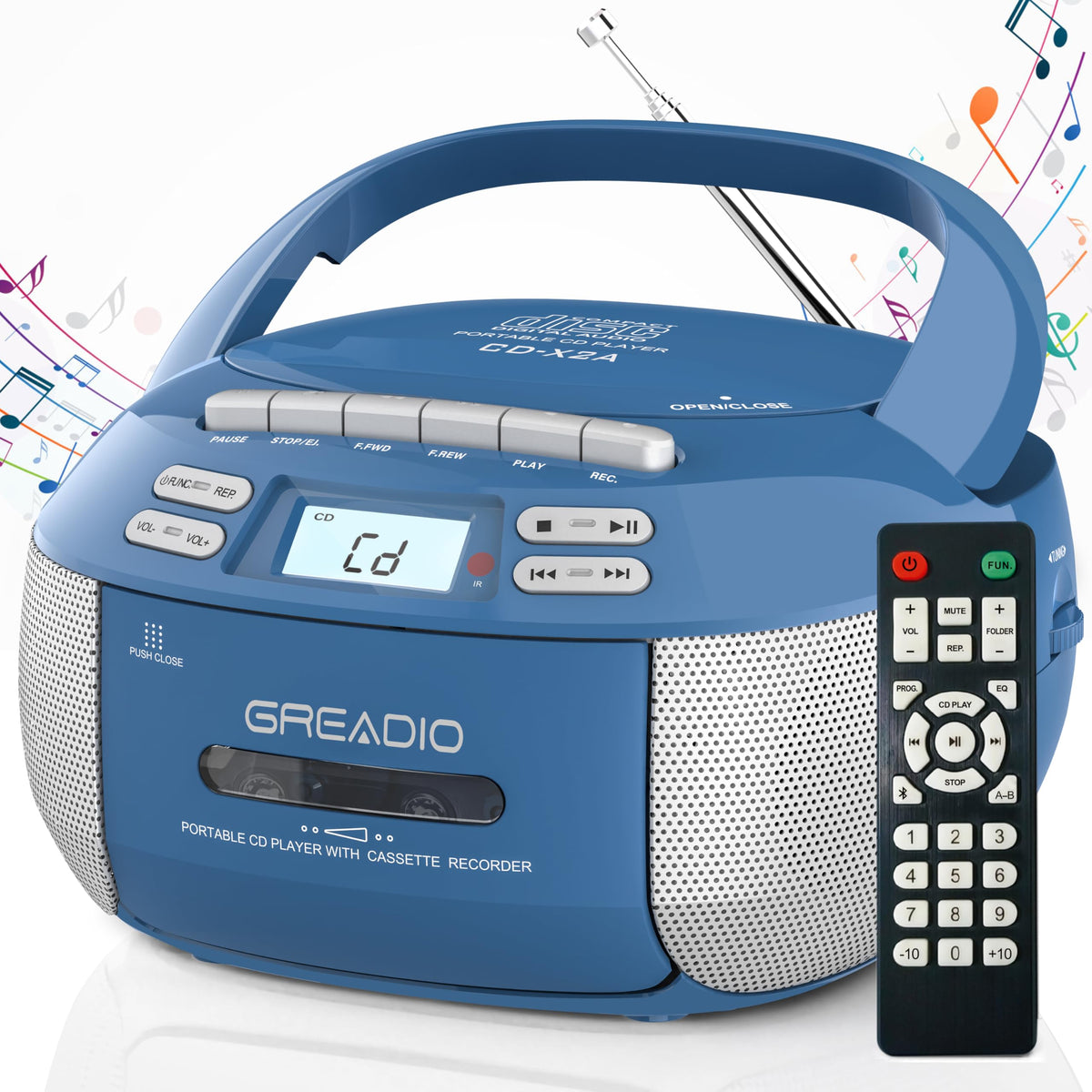Greadio Boombox CD player with Bluetooth for wireless streaming and versatile playback