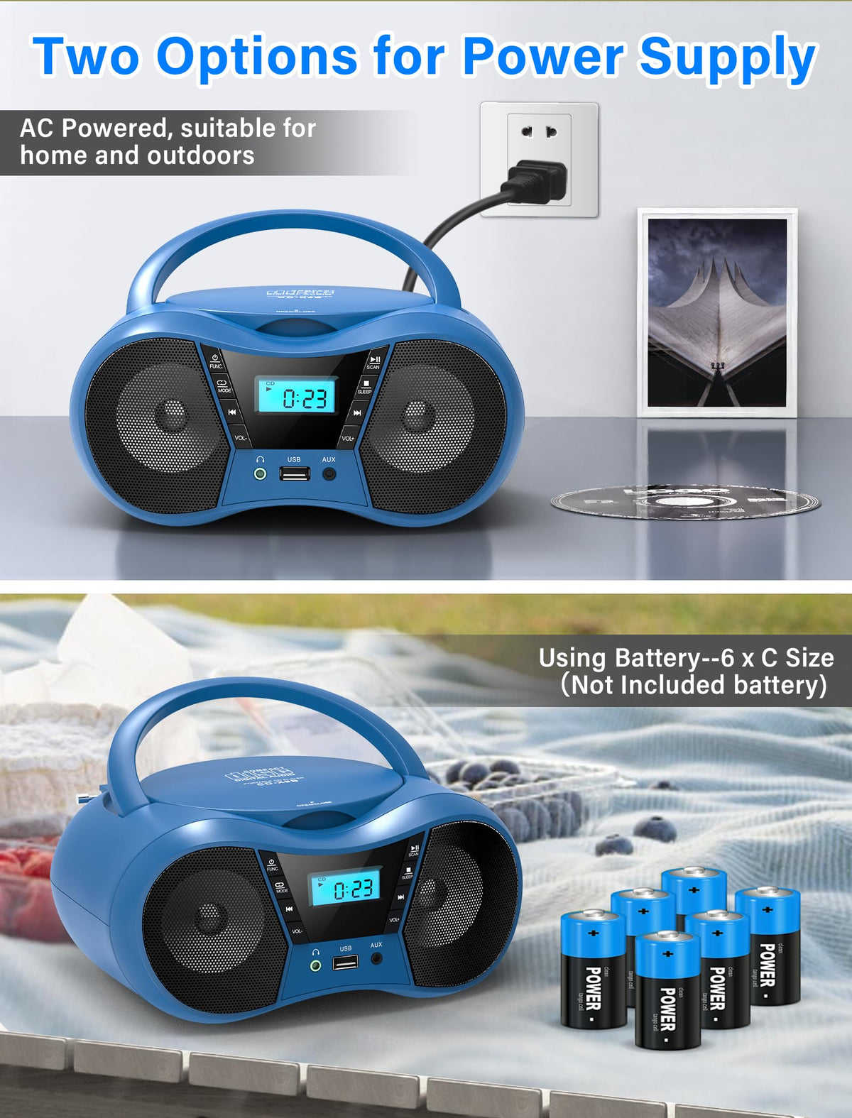 Greadio boombox paired with smartphone via Bluetooth for wireless playback