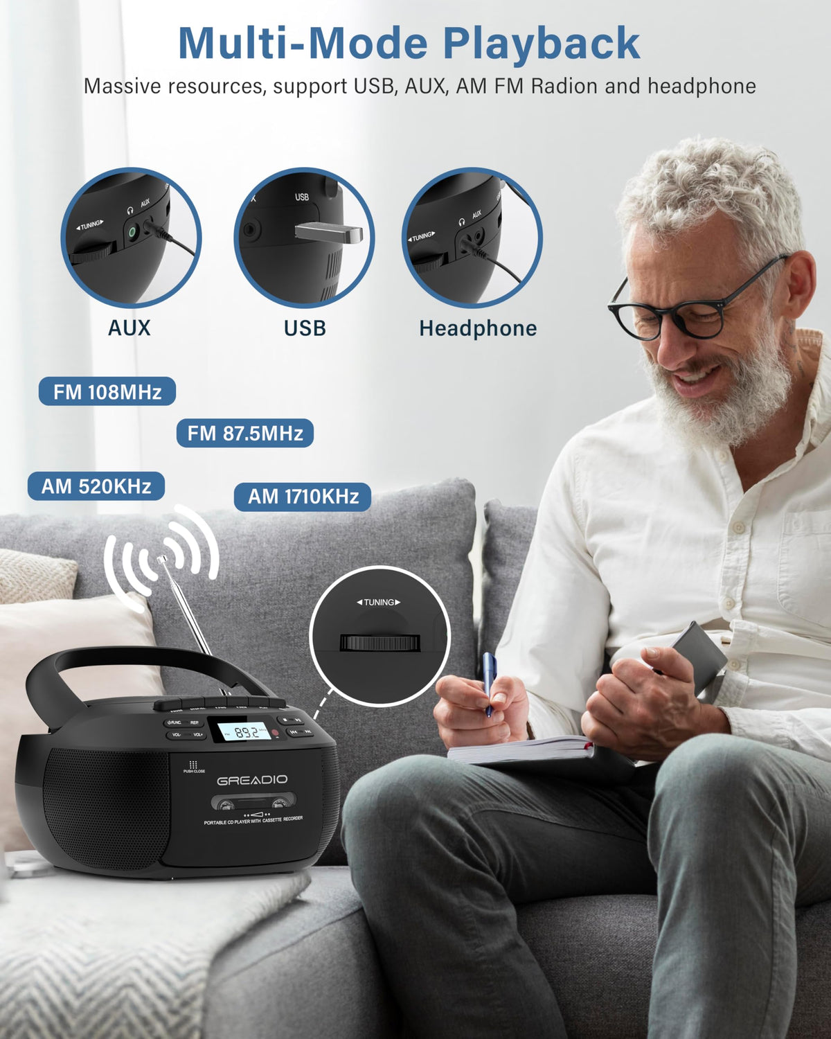 Greadio boombox remote control for convenient operation from a distance