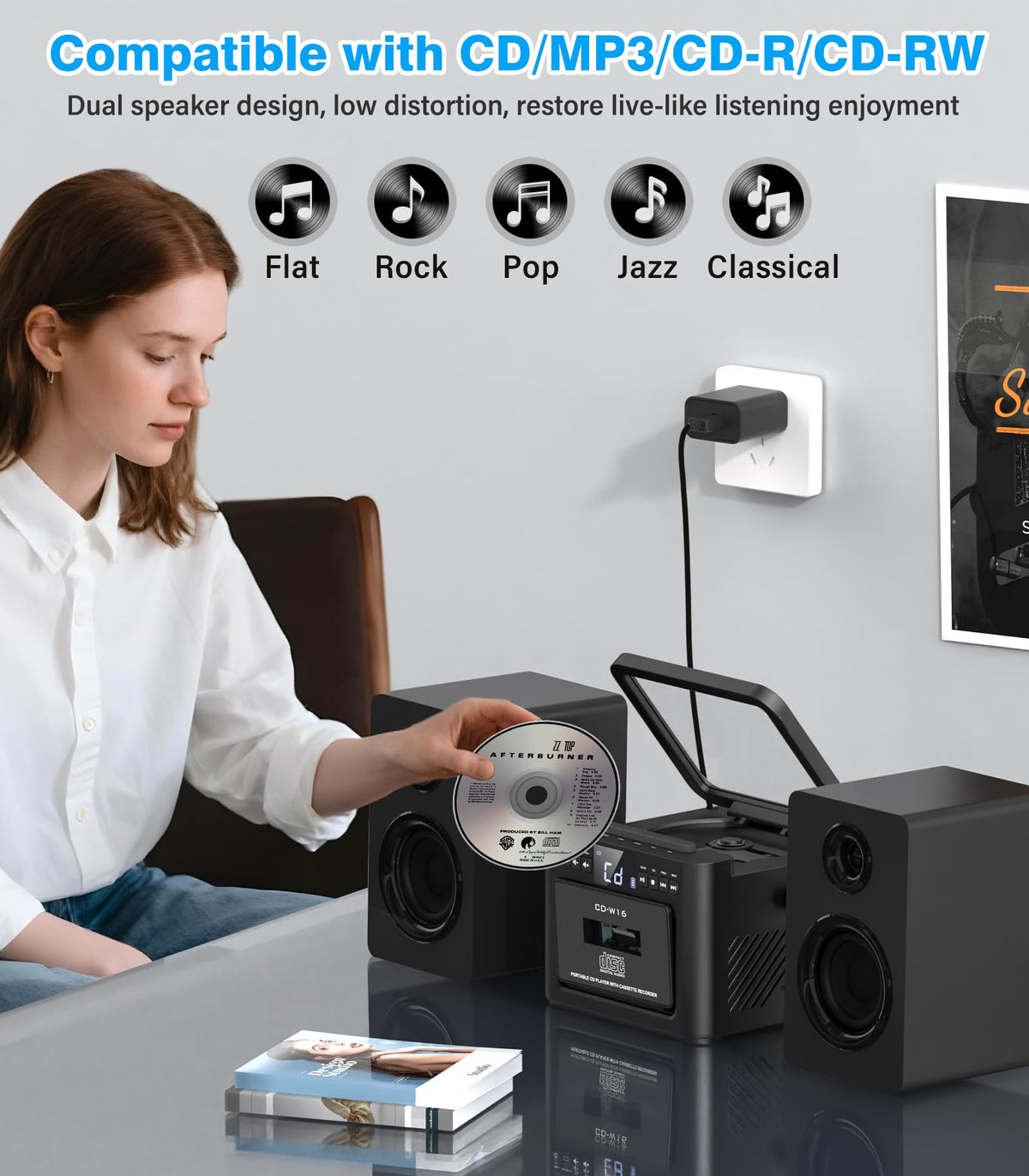 Greadio open CD and cassette compartments showing easy access and nostalgic playback