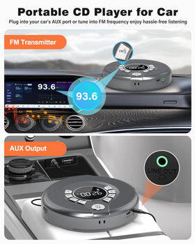Greadio disc tray open with CD inserted showing simple insert-and-play convenience