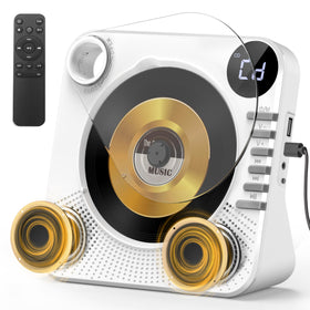 Greadio front view showing compact white player and clear LED display for easy monitoring