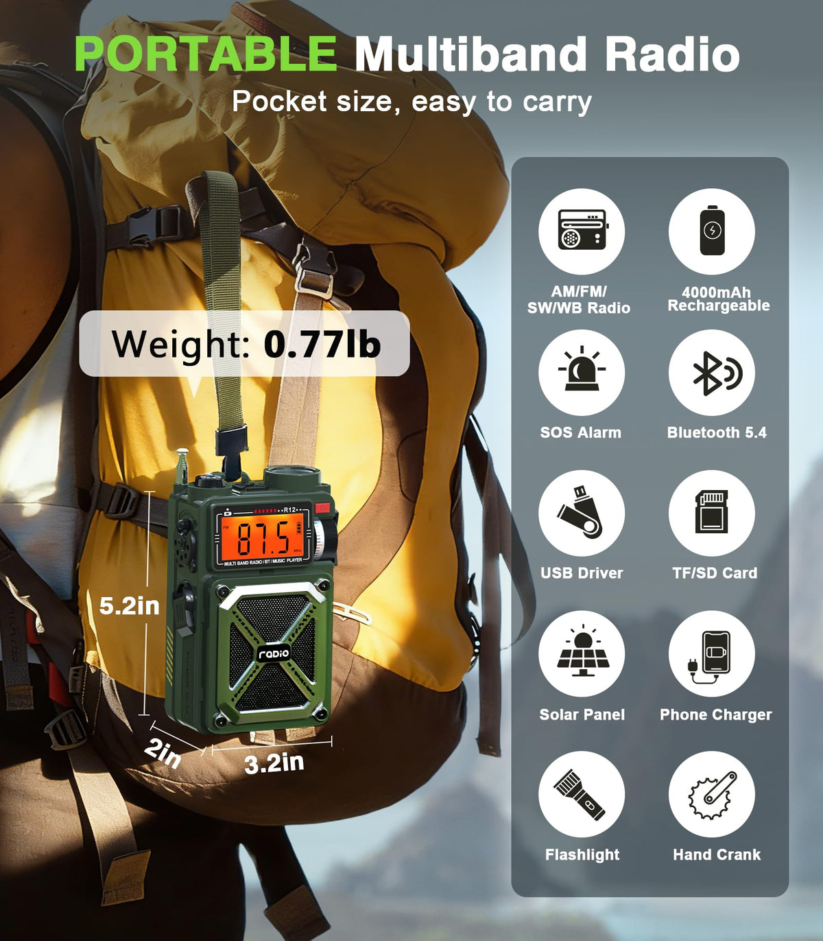 Greadio hand crank in use to generate emergency power when no electricity is available
