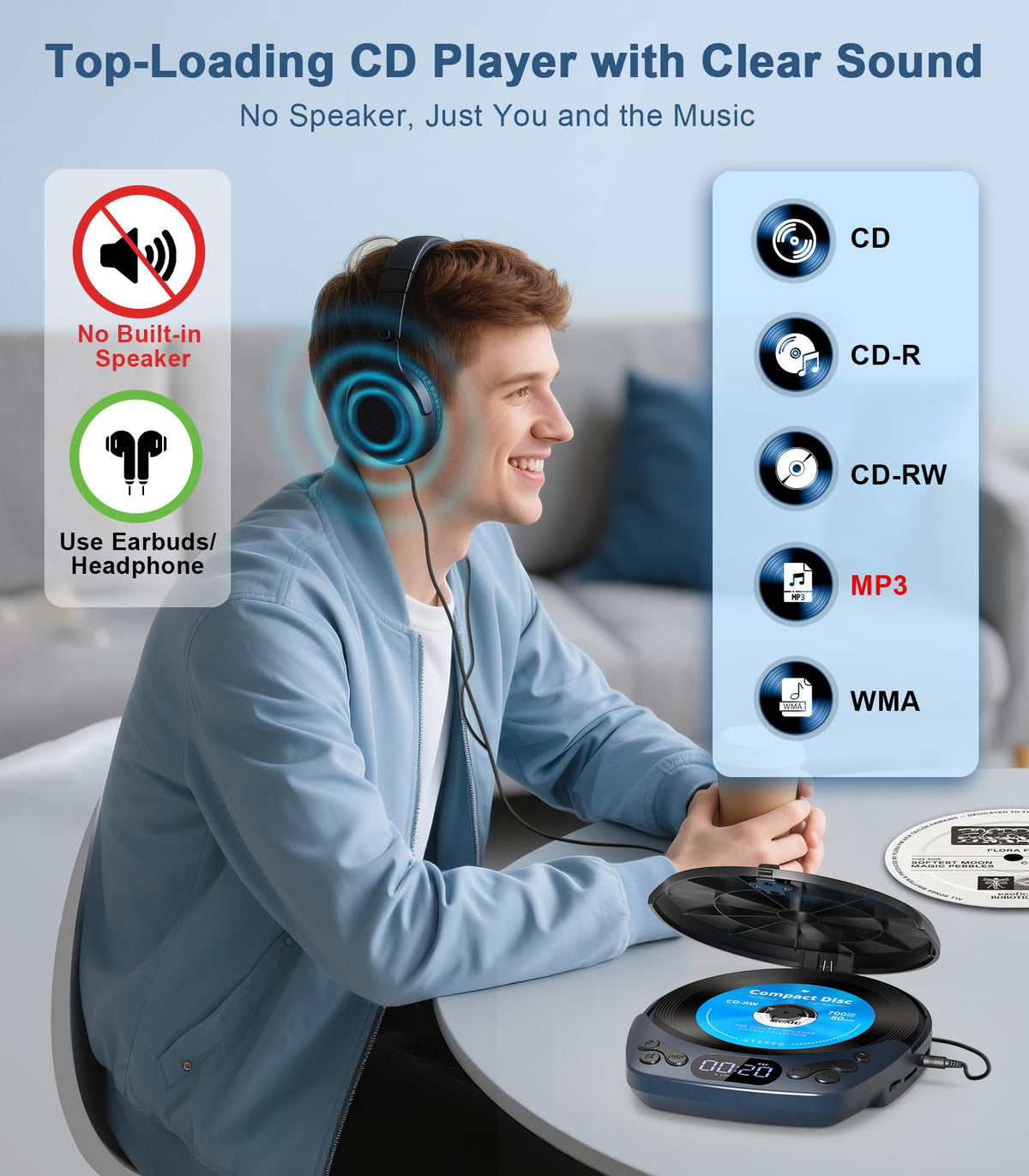 Greadio with included headphones and accessories highlighting ready-to-use portability