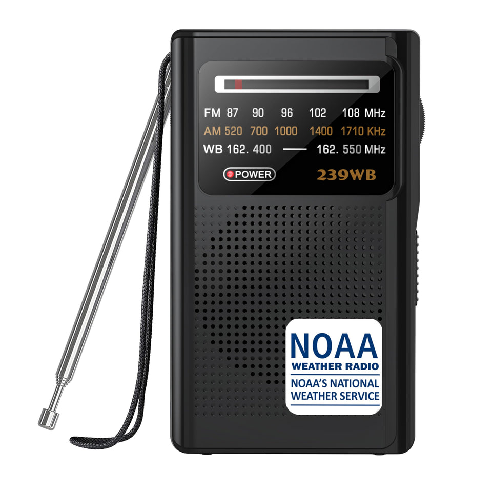 Greadio NOAA weather radio front view for reliable alerts.