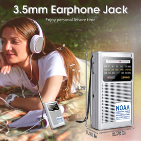 Greadio NOAA weather radio in-hand demonstrates portable, pocket-friendly form.