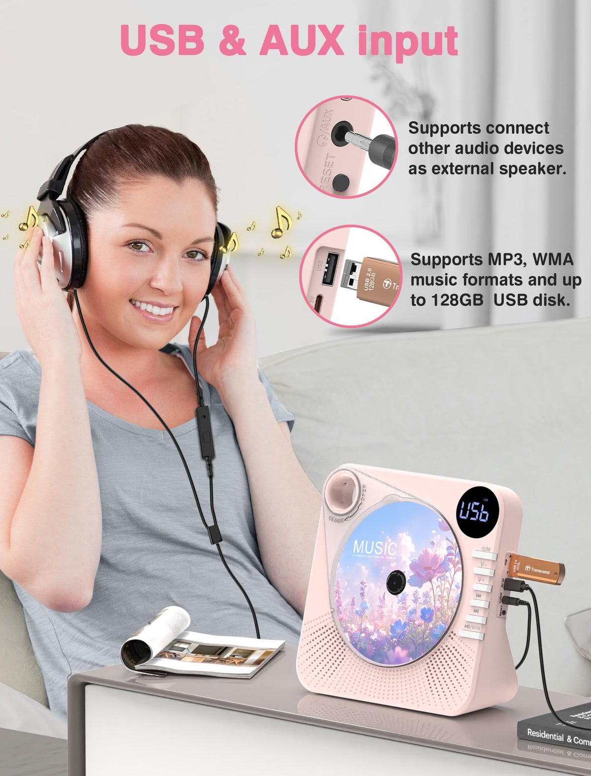 Greadio playing CD in bedroom illustrating convenient home listening setup
