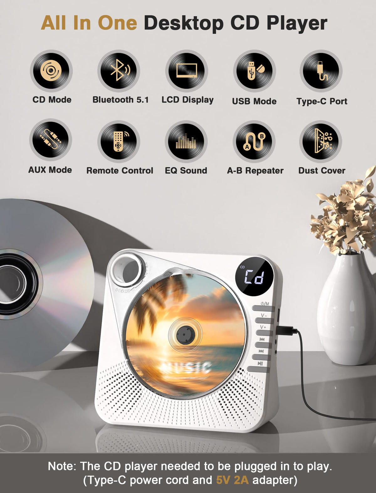 Greadio remote control detail enabling convenient playback and timer adjustments