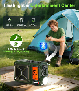 Greadio beside smartphone to show size and USB charging capability for device power
