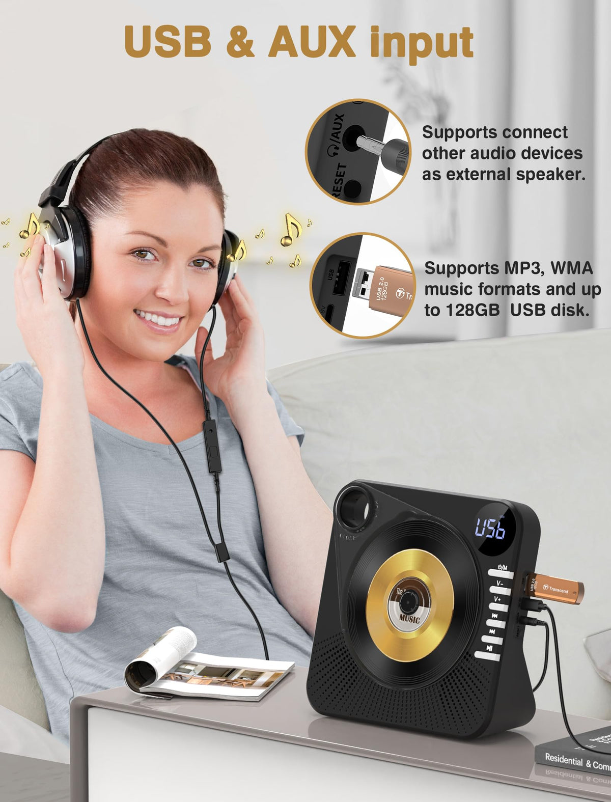 Greadio next to smartphone showing compact desktop scale and space-saving benefit